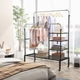 thumbnail image 3 of Patiojoy Double Rods Garment Rack Clothes Drying Rack w/ 2 Hanging Height Adjustable Rods 4 Universal Wheels Silver, 3 of 8