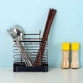 thumbnail image 4 of Wall Mounted Iron Kitchen Utensil Holder | Double Grid Chopstick & Spoon Storage Rack | Pull-Out Silver Utensil Organizer | 18x16x9.5cm Modern Kitchen Tool Organizer, 4 of 6