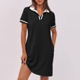thumbnail image 4 of Dvprdro Robe d'Été pour Femme Mode Classique Unie à Manches Courtes Robe Mini Décontractée Ample avec Poches Robe Chemise de Tennis Golf, 4 of 5