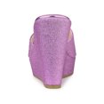 thumbnail image 2 of BLISSFUL STEP Sandales à Talons Compensés à Enfiler à Plateforme Pailletée pour Femmes Violet 7, 2 of 7