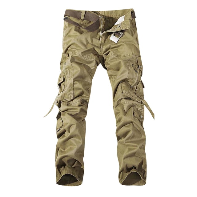 CEHVOM Men's Loose Multi-Pocket Washed Overalls Outdoor Casual Pants Trousers