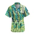 thumbnail image 4 of Innerwin Shirts Short Sleeve Ladies Blouse Holiday Lapel Neck Elegant Tops Figure 1 M, 4 of 7