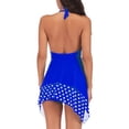 thumbnail image 4 of maskred Women Two Pieces Colorblock Dots Printed Backless V Neck Sleeveless Swimsuit Blue 4XL, 4 of 6