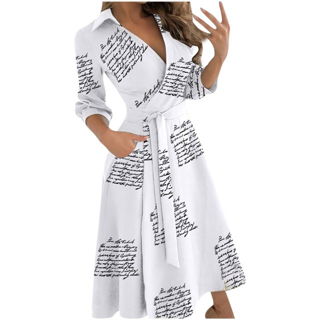 Fridja Robe Mi-Longue Décontractée à Col en V et à la Cheville Womens