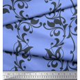 thumbnail image 2 of Soimoi Viscose Chiffon Fabric Leaves & Filigree Damask Printed Fabric 1 Yard 42 Inch Wide, 2 of 3