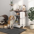 thumbnail image 2 of PawHut Dog Feeding Station w/ Storage, Adjustable Panel, Hooks, White, 2 of 10