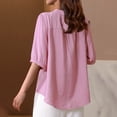 thumbnail image 4 of PEONAVET 3/976 Length Sleeve Womens Tops, Womens Spring And Summer V-Neck 3/4 Sleeve Solid Loose Casual, 4 of 5
