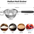 thumbnail image 2 of U-Taste Medium Fine Mesh Strainer: 18/8 Stainless Steel 4.73in 30 Mesh Kitchen Food Sieve with Sturdy Riveted Silicone Handle, Heavy Duty Deep Handheld Metal Colander for Rice, Quinoa (Black), 2 of 9