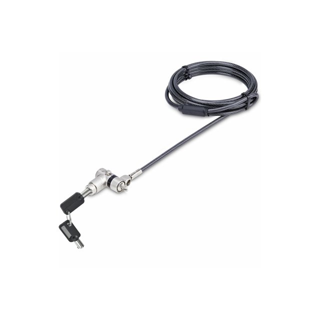 StarTech.com Universal Laptop Lock 6.6ft (2m), Security Cable For Notebook Compatible With Noble Wedge��/Nano/K-Slot; Keyed Locking Cable - Anti-Theft Cut-Resistant Steel Cable (UNIVK-LAPTOP-LOCK) - Security cable lock - black, silver - 6.6 ft