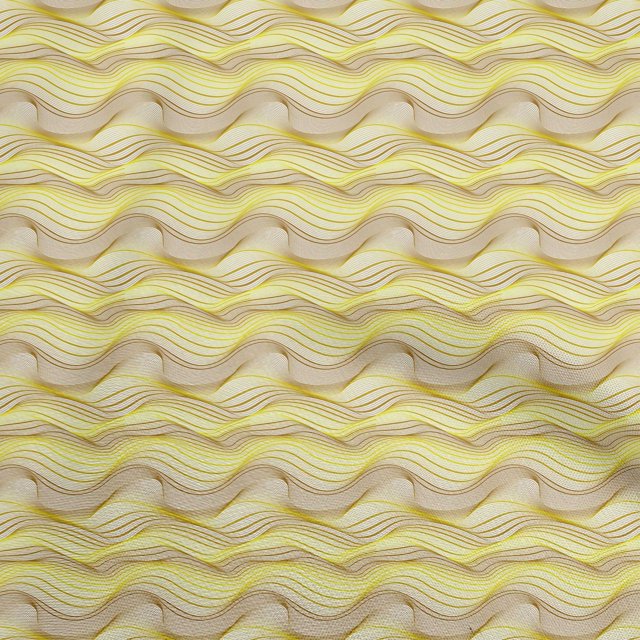 oneOone Tissu Jersey Viscose Jaune à Rayures Abstraites pour Robe Tissu Imprimé au Mètre 60 Pouces de Large