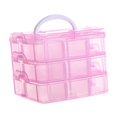 thumbnail image 1 of yuksok 18 Grid Organizer Box 3 Layer Storage Container for Beads Embroidery Jewelry Pink, 1 of 9