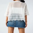 thumbnail image 3 of Cardigan Smock Transparent pour Femmes à Manches Courtes, Couleur Unie, Châle en Dentelle Patchwork, Boléro Transparent, Blouse de Couverture, 3 of 6