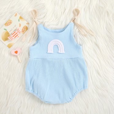 Combinaison à Bretelles Sans Manches Arc-en-Ciel d'Été pour Bébé Fille, Justaucorps Décontracté