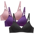 thumbnail image 1 of Aboser Womens Lightly Wireless Bras 3 Pack Smooth T-shirt Bra Body Hugging Lift Up Bralettes Full Coverage Support Bra Stretch Fit Everyday Bralettes, 1 of 5