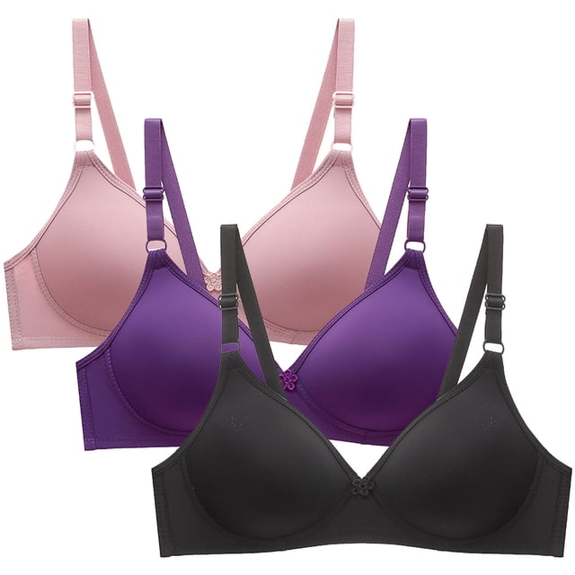 Aboser Womens Lightly Wireless Bras 3 Pack Smooth T-shirt Bra Body Hugging Lift Up Bralettes Full Coverage Support Bra Stretch Fit Everyday Bralettes