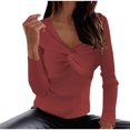thumbnail image 1 of Timegard Chandails pour Femmes pour Sortir Col en V Croisé Manches Longues Coupe Ajustée Tricot Chandail Automne, 1 of 8