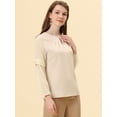 thumbnail image 3 of INSPIRE CHIC Women's Work Chiffon Keyhole Neck Elegant Top Apricot S, 3 of 5