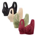 thumbnail image 1 of Plebaso 4 Pack Bras for Women Front Closure Everyday Bralettes Wireless Full Coverage Ladies Push up Bras, 1 of 3
