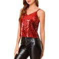 thumbnail image 4 of INSPIRE CHIC Camisole Courte à Paillettes pour Femme à Bretelles Spaghetti TG Rouge, 4 of 8