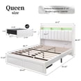thumbnail image 2 of SIBEDS LED Bed Frame with Drawer Pockets and PU Upholstered White Wingback Headboard, Queen, 2 of 8