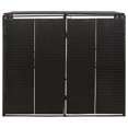 thumbnail image 2 of vidaXL Double Wheelie Bin Shed Black 140x80x117 cm Poly Rattan, 2 of 5