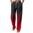 thumbnail image 2 of RXIRUCGD Pantalon Décontracté pour Homme à Cordon, Taille Élastique, Couleur Dégradée, Longueur, Rouge, Taille : L, 2 of 4