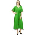 thumbnail image 1 of Bimba Robe Kaftan Longue en Rayonne pour Femme avec Pompon, Designer Chic, Maxi Caftan, 1 of 9