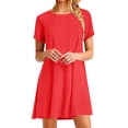 thumbnail image 1 of Penkiiy Robe d'Été pour Femme 2024 Plage Décontractée Sans Manches Couleur Unie Débardeur Ample Robe Soleil avec Poche TG Rouge, 1 of 5
