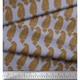 thumbnail image 2 of Soimoi Grey Silk Fabric Brown Paisley Printed Fabric 1 Yard 42 Inch Wide, 2 of 3