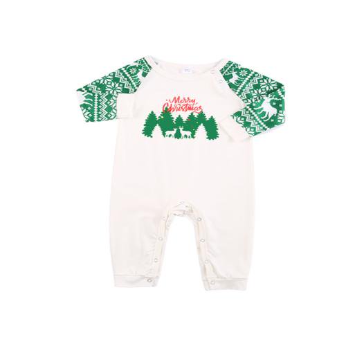 Opperiaya Parent-Child Xmas Nightclothes Round Neck Tops Trousers / Romper