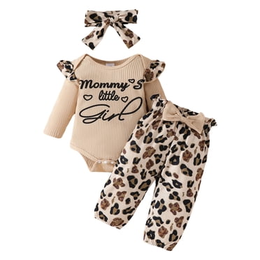 Splozh Baby Girl Clothes Toddler Fall Outfit Baby Girl Clothes Outifts Long Sleeve Romper Floral Pant Set Fall Winter Baby Girl Clothes Beige,3-6 Months