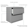 thumbnail image 3 of Hirsh 30 inch W 2 Drawer Metal Lateral 101 File Cabinet Arctic Silver, 3 of 15