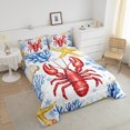 thumbnail image 4 of Erosebridal Ensembles de Literie Cartoon Homard Double avec Couette, Insert de Couette Océan Corail Étoile de Mer, Réversible, 4 of 7