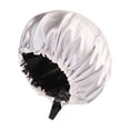 thumbnail image 2 of EGNMCR Reversible Silk Satin Cap For Sleeping, Adaptable Button Silk Satin Hair Cap, Fashionable Double Layer Hair Cap sleeping cap, 2 of 6