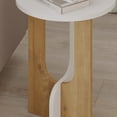 thumbnail image 2 of JV Home Luna Table d'Appoint Ronde Étroite Moderne avec Rangement Table Basse Décorative Étroite de Nuit / Petite Table de Nuit pour Salon Chambre 15,8 Pouces (Blanc - Brun Clair), 2 of 7