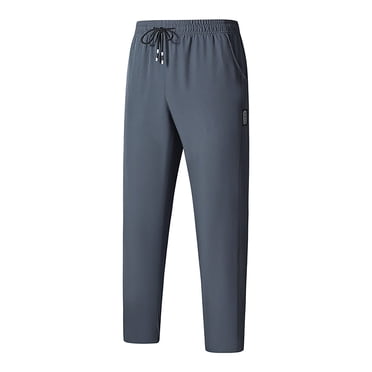 Pisexur Sweatpants for Men High-end Fabric Work Pants for Men Casual Fashion Pocket Elastic Solid Color Elastic Waist Jogger Pants Dark Gray,L