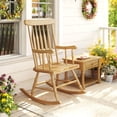 thumbnail image 3 of Costway Solid Wood Rocking Chair Porch Rocker Indoor Outdoor Seat Glossy Finish Black Natural, 3 of 9