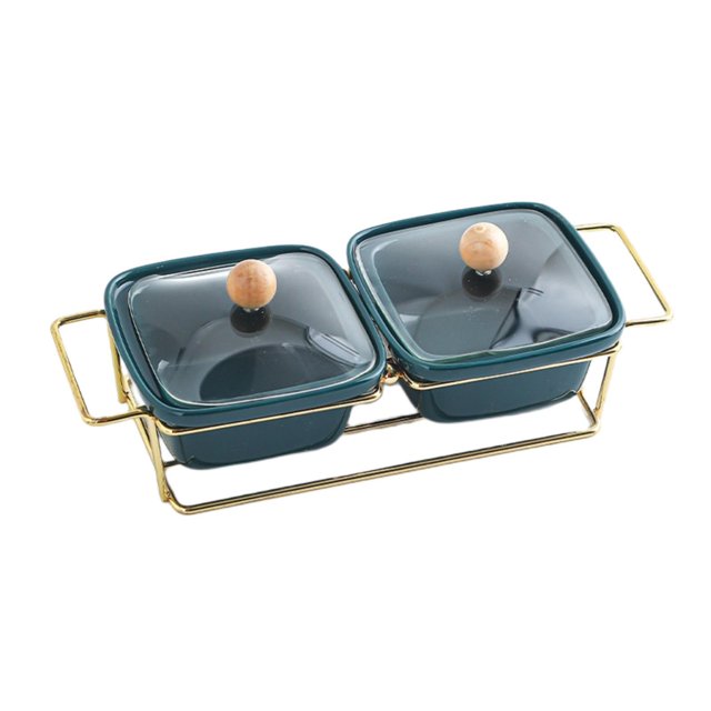 fastboy Plateau à Collations avec Couvercle Rangement de Service Collations hors-D'œuvre Noix Bol Facile Vert 2 Compartiments