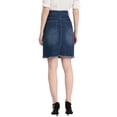 thumbnail image 3 of Unique Bargains Jupe en Denim pour Femme à Ourlet Usé et Déchiré, Bleu Foncé, L, 3 of 6