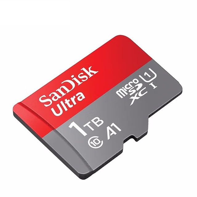 1T Memory Card Large Capacity Flash High Speed Smartphone MP3 MP4 Camera Micro TF Multifunctional Memory Cards. A microSD card with 1TB storage capacity, designed for high-speed performance and reliability. Features a red and gray design, suitable for expandable storage in smartphones, cameras, MP3 players, and other devices. Ideal for Full HD video editing and high-resolution photo storage, with durability for extreme conditions.
