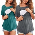 thumbnail image 2 of Chemises à Manches Courtes pour Femmes Enceintes Femmes Allaitement Couleur Unie Col Rond Manches Courtes Col Rond Blouse d'Allaitement Blouses à Manches Courtes pour Femmes Hauts à Manches Courtes pour Femmes, 2 of 9