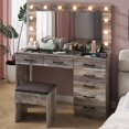 thumbnail image 2 of Ktaxon Large Makeup Vanity, Vanity Table Set w/ Visible Glass Top w/ Charging Station, Gray, 2 of 9
