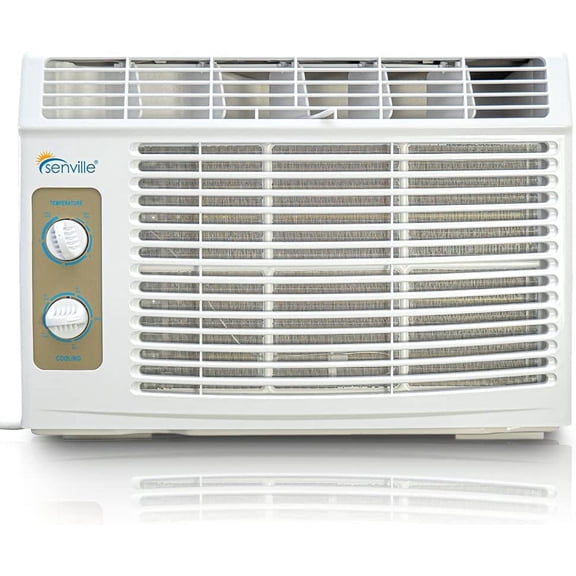 Senville Climatiseur et Ventilateur de Fenêtre 5 000 BTU, Commandes Mécaniques Faciles, Filtres Lavables, Blanc