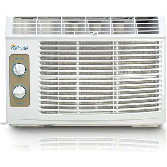 Senville Climatiseur et Ventilateur de Fenêtre 5 000 BTU, Commandes Mécaniques Faciles, Filtres Lavables, Blanc