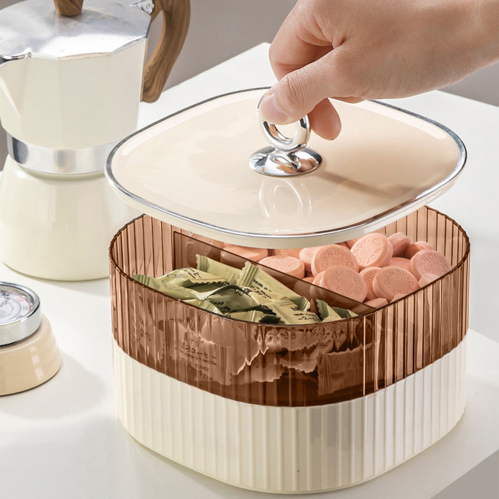 Limited Time Only! Divided Serving Tray with Lid - Plastic Food Organizer for Fruits, Snacks, Candy, Nuts