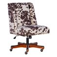 thumbnail image 1 of Linon Draper Wood Base Upholstered Rolling Office Chair in Brown Cow Print, 1 of 16