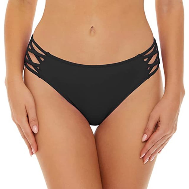 B91xZ Bas de Bikini pour Femme String Maillot de Bain, Noir P