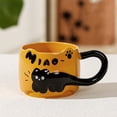 thumbnail image 3 of Cat Coffee Mug Ceramic Large Handle With English Letters Relief Design 12 oz, 3 of 8