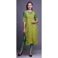 thumbnail image 2 of Bimba Kurti Longue Droite pour Femmes Imprimée Indienne en Rayonne Slub Tunique à Manches 3/4, 2 of 6