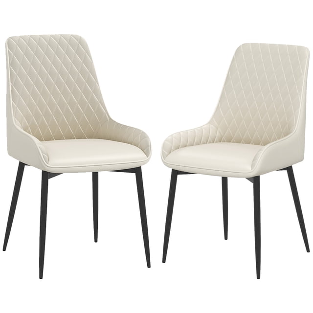 HOMCOM Dining Chairs Set of 2, PU Leather Kitchen Chairs with Metal Legs